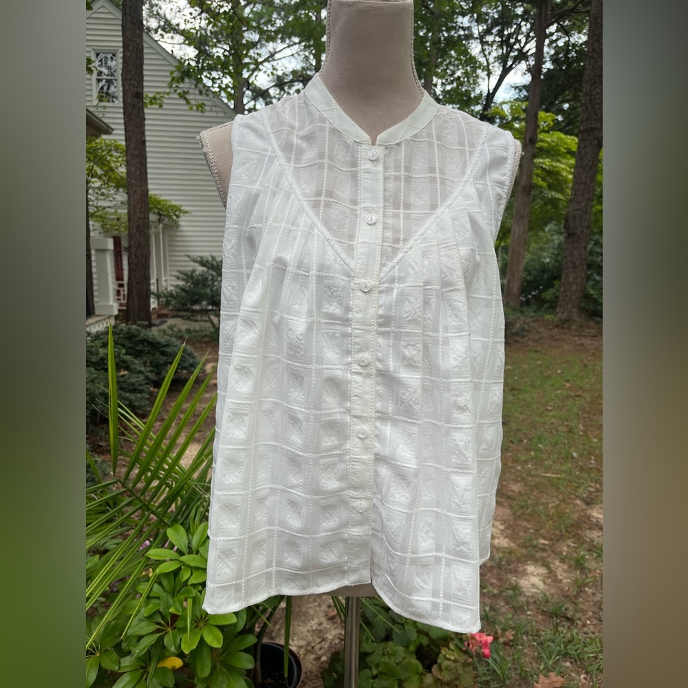 Current Air Anthropologie Boho Blouse, White, EUC, XS, Sleeveless